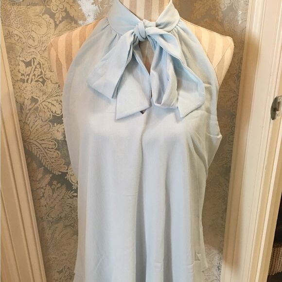 14 Blue Tie Blouse Top - Picture 9 of 14